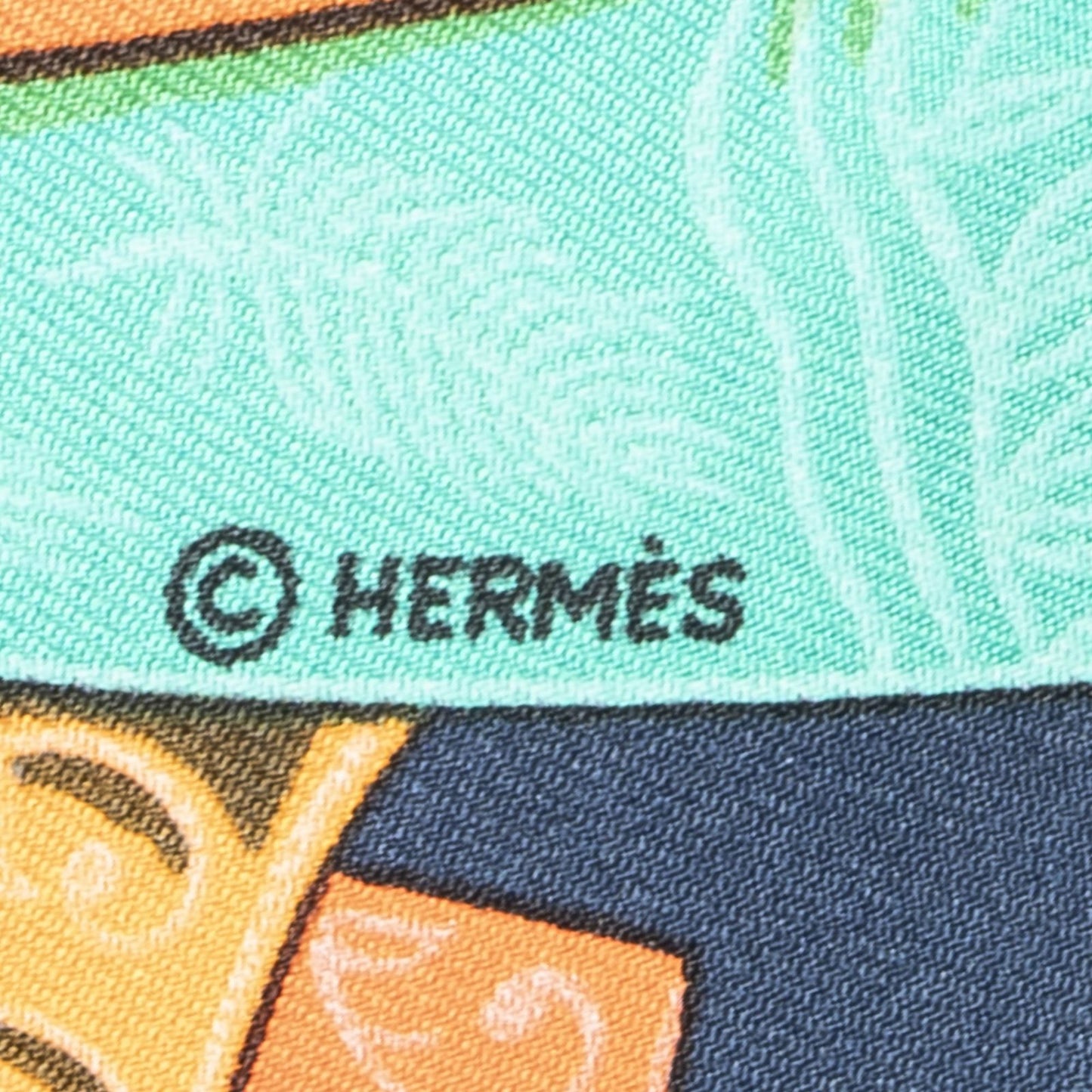 Hermes Scarf Navy Green Red Silk — view 4