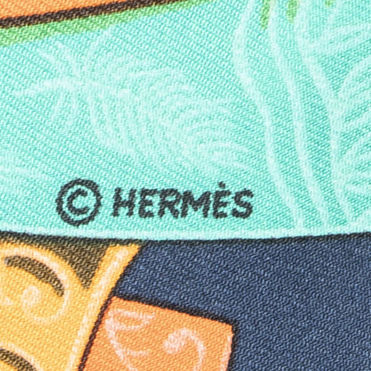 Hermes Scarf Navy Green Red Silk — view 4