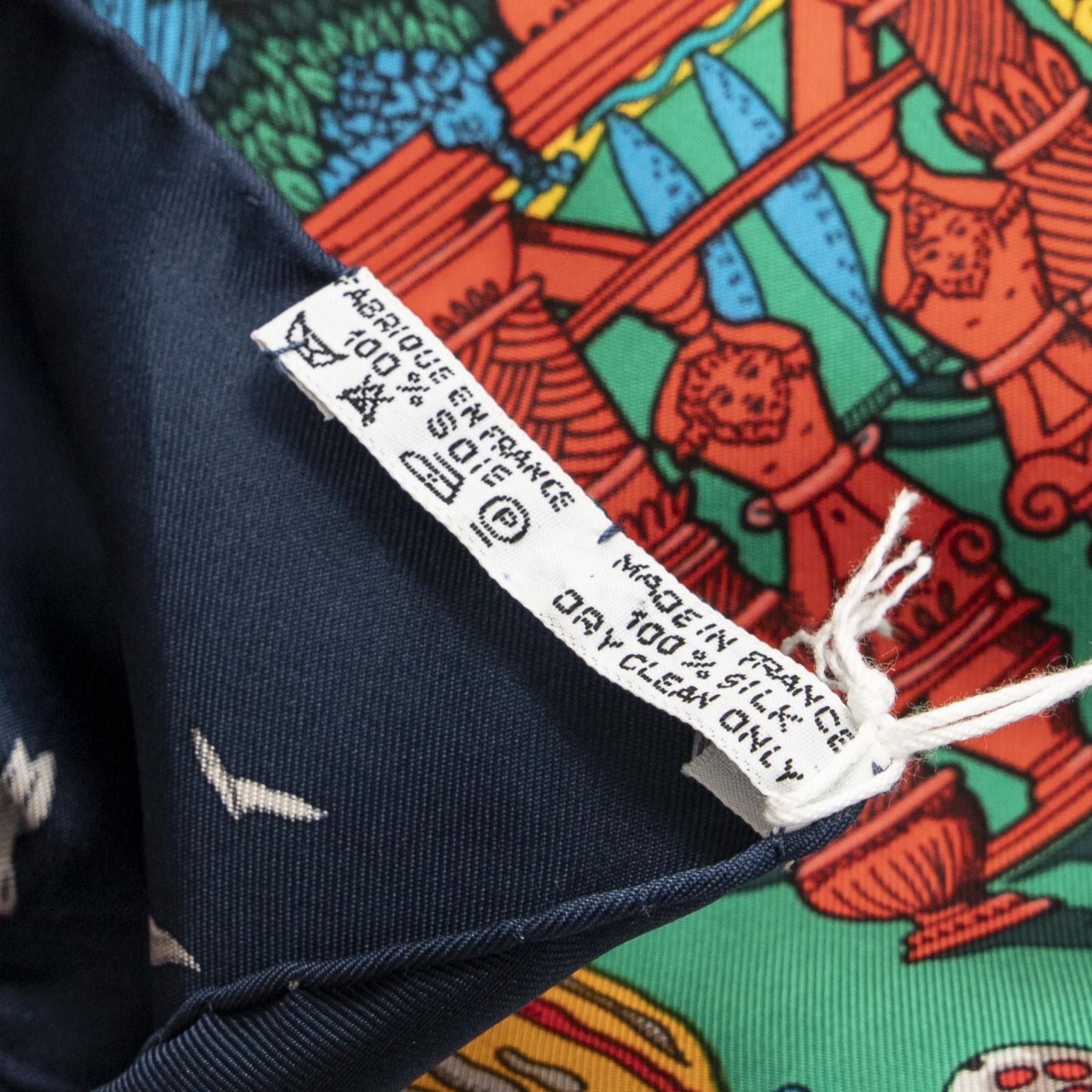 Hermes Scarf Navy Green Red Silk — view 5