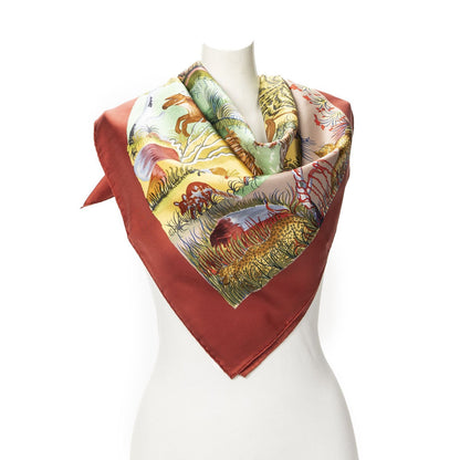 Hermes Scarf Red Green Blue Silk