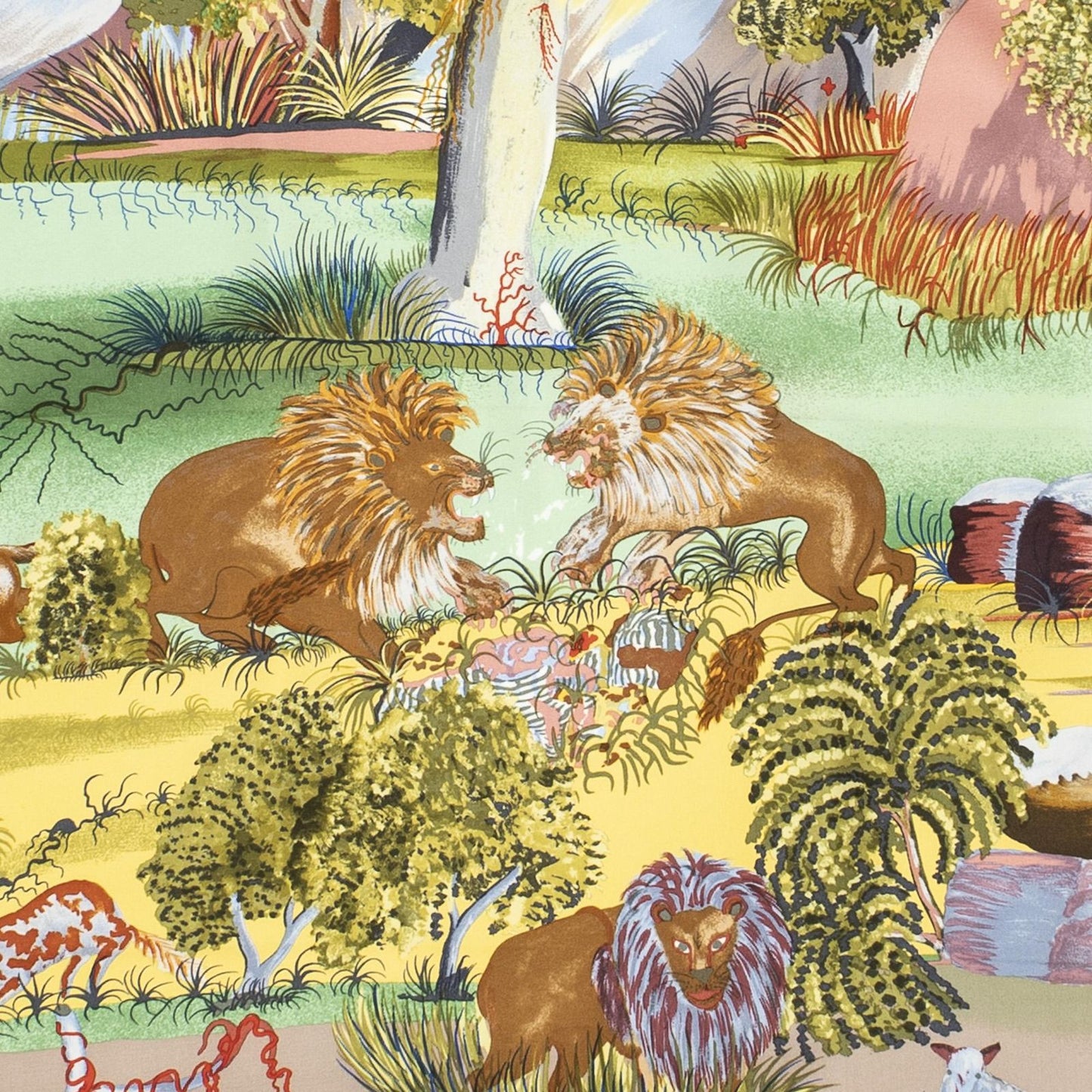 Hermes Scarf Red Green Blue Silk — view 3