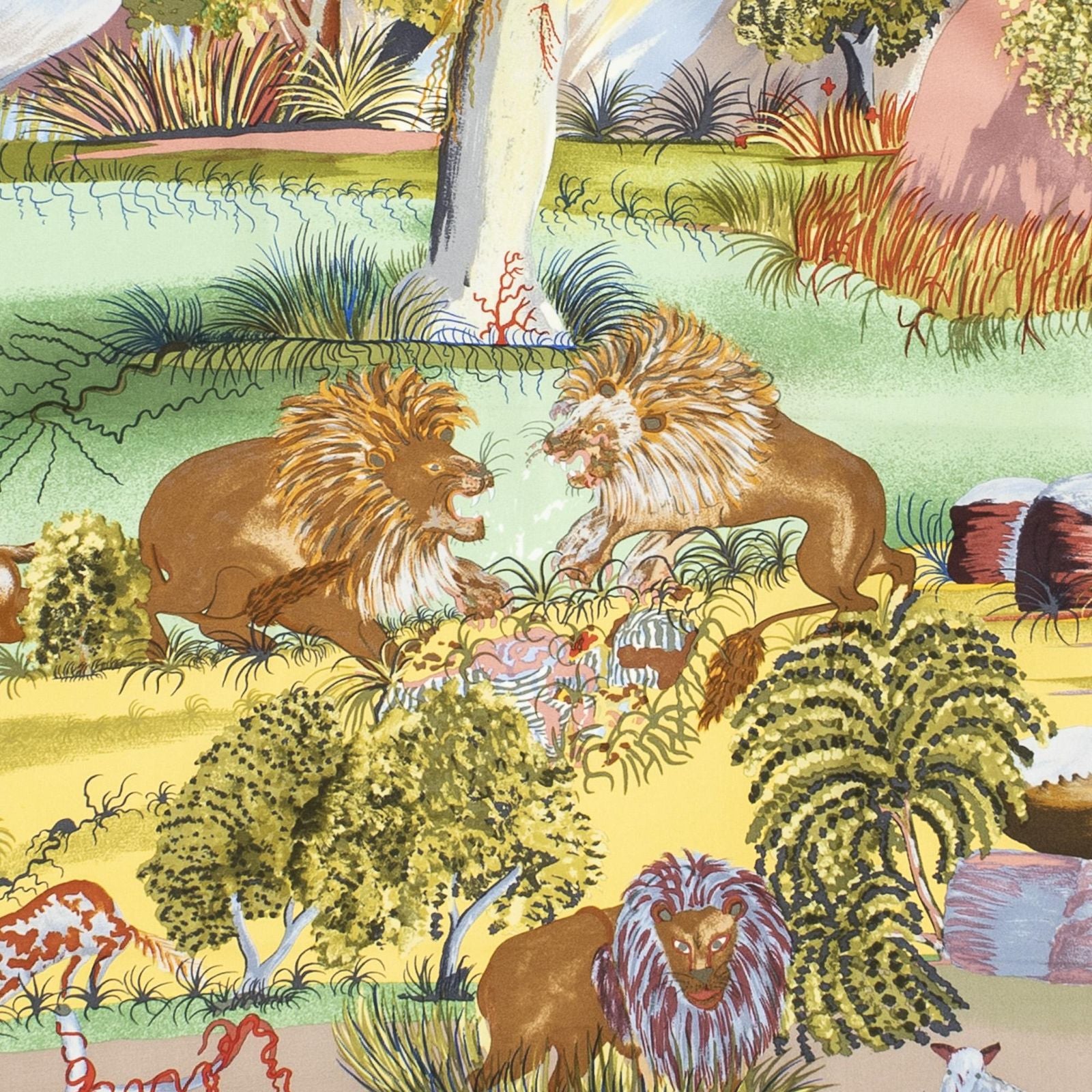 Hermes Scarf Red Green Blue Silk — view 3