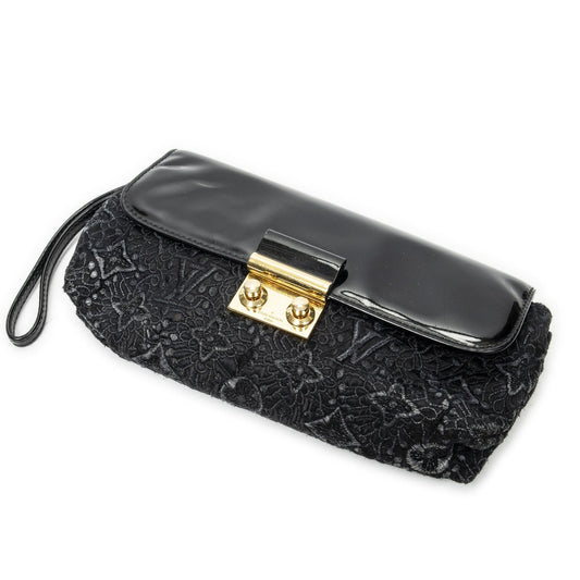 Louis Vuitton Pochette Lace Clutch Black Embroidery Canvas