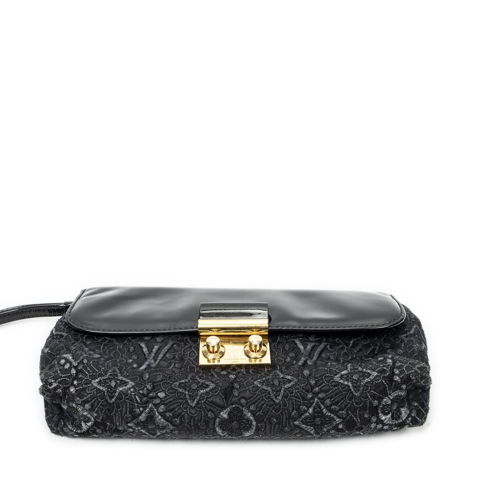 Louis Vuitton Pochette Lace Clutch Black Embroidery Canvas — view 3