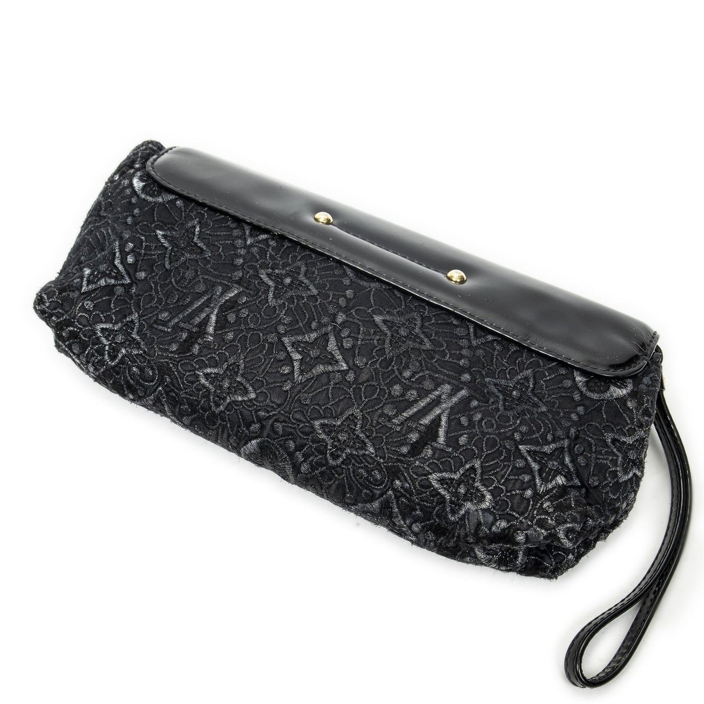 Louis Vuitton Pochette Lace Clutch Black Embroidery Canvas — view 2