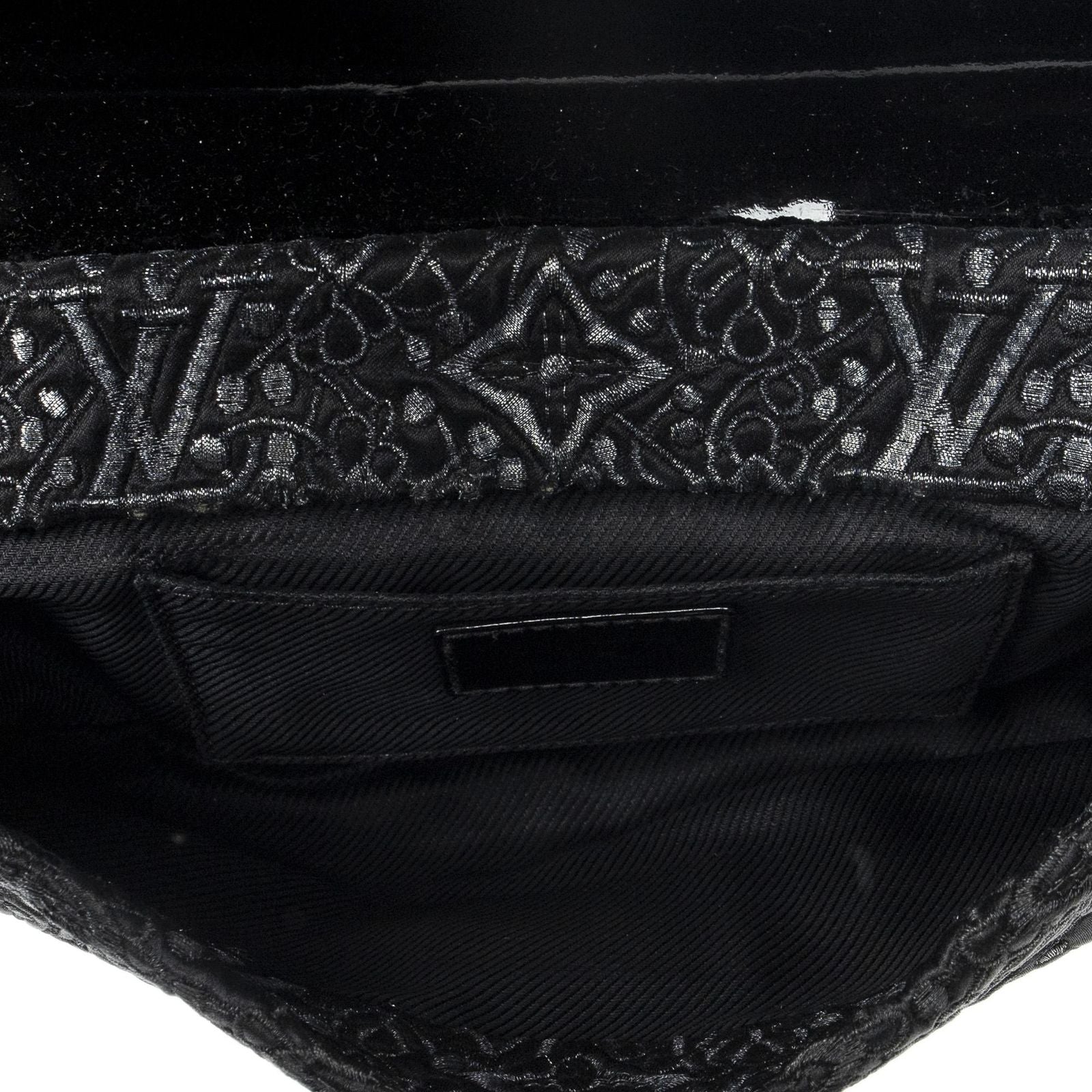 Louis Vuitton Pochette Lace Clutch Black Embroidery Canvas — view 4