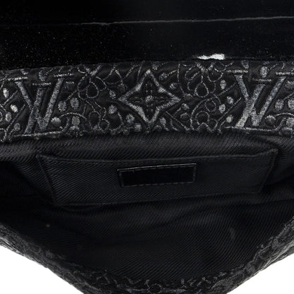 Louis Vuitton Pochette Lace Clutch Black Embroidery Canvas — view 4