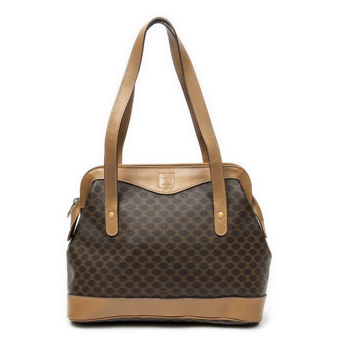 Celine Zip Tote Beige Brown Macadam Canvas