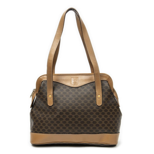 Celine Zip Tote Beige Brown Macadam Canvas