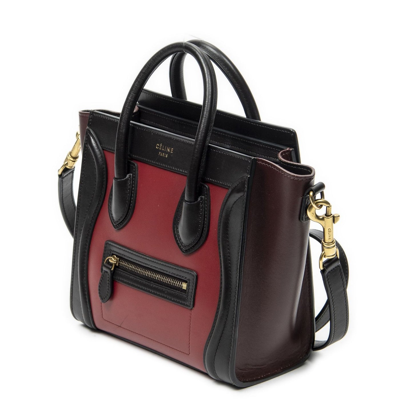 Celine Nano Luggage Red Black Calfskin Leather — view 2