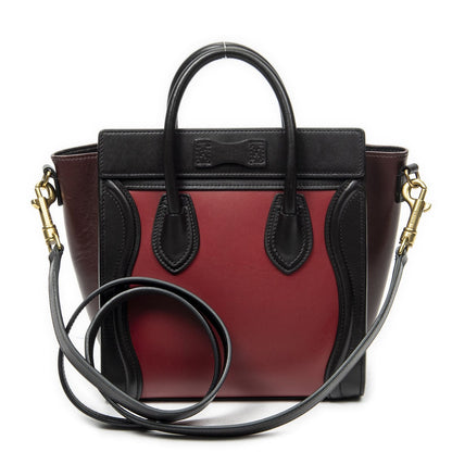 Celine Nano Luggage Red Black Calfskin Leather — view 5