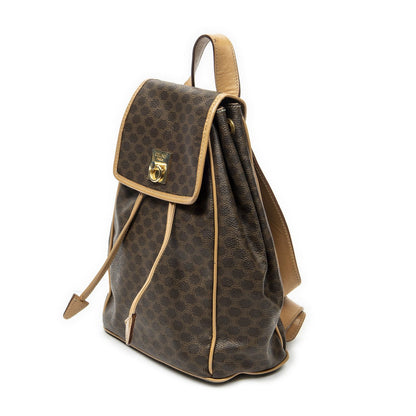 Celine Drawstring Flap Backpack Beige Brown Macadam Canvas — view 2