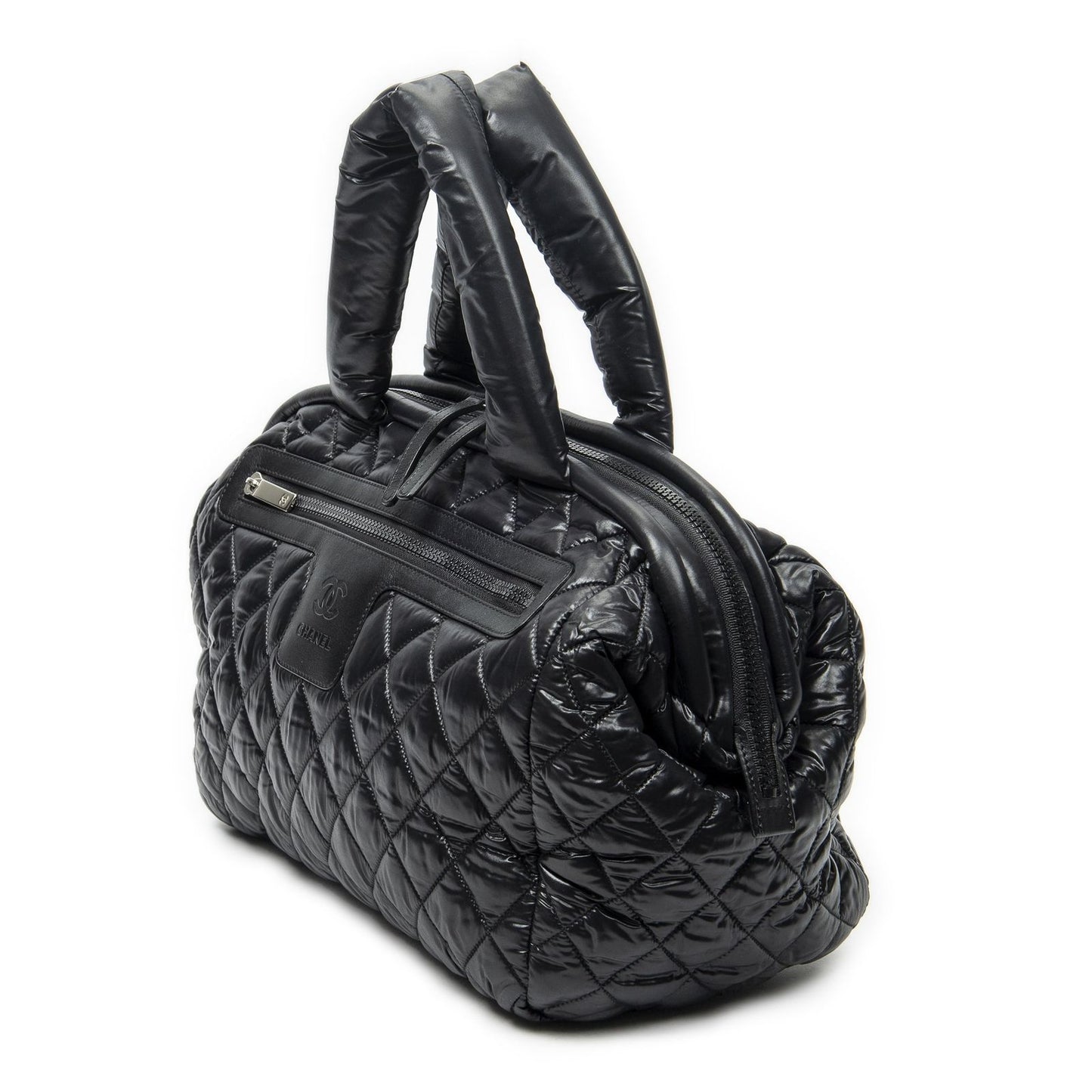 Chanel Coco Cocoon Bowla Black Quilted Nylon Canvas Messenger — view 2