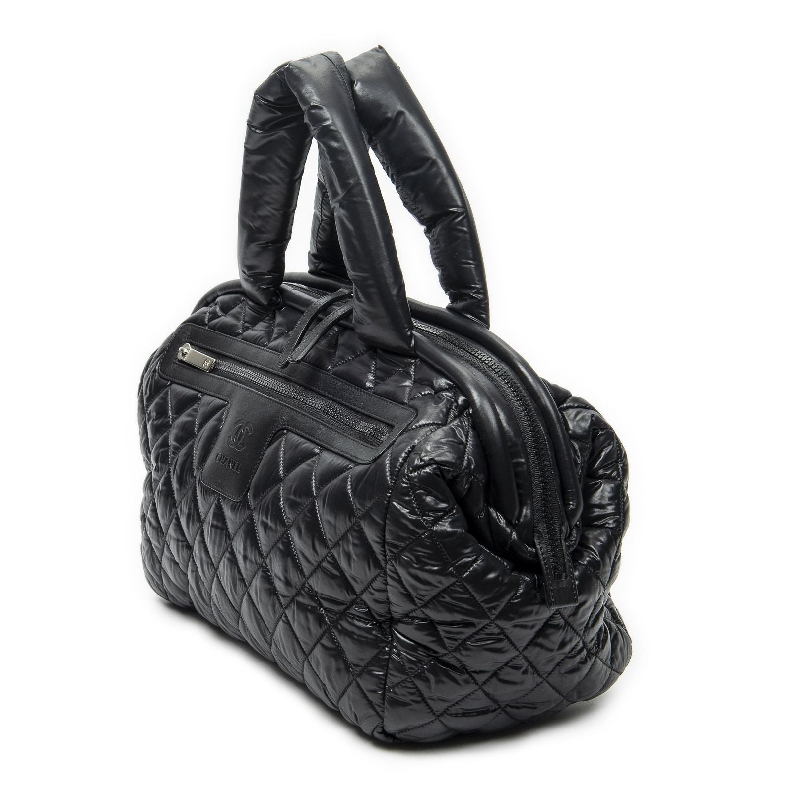 Chanel Coco Cocoon Bowla Black Quilted Nylon Canvas Messenger — view 2