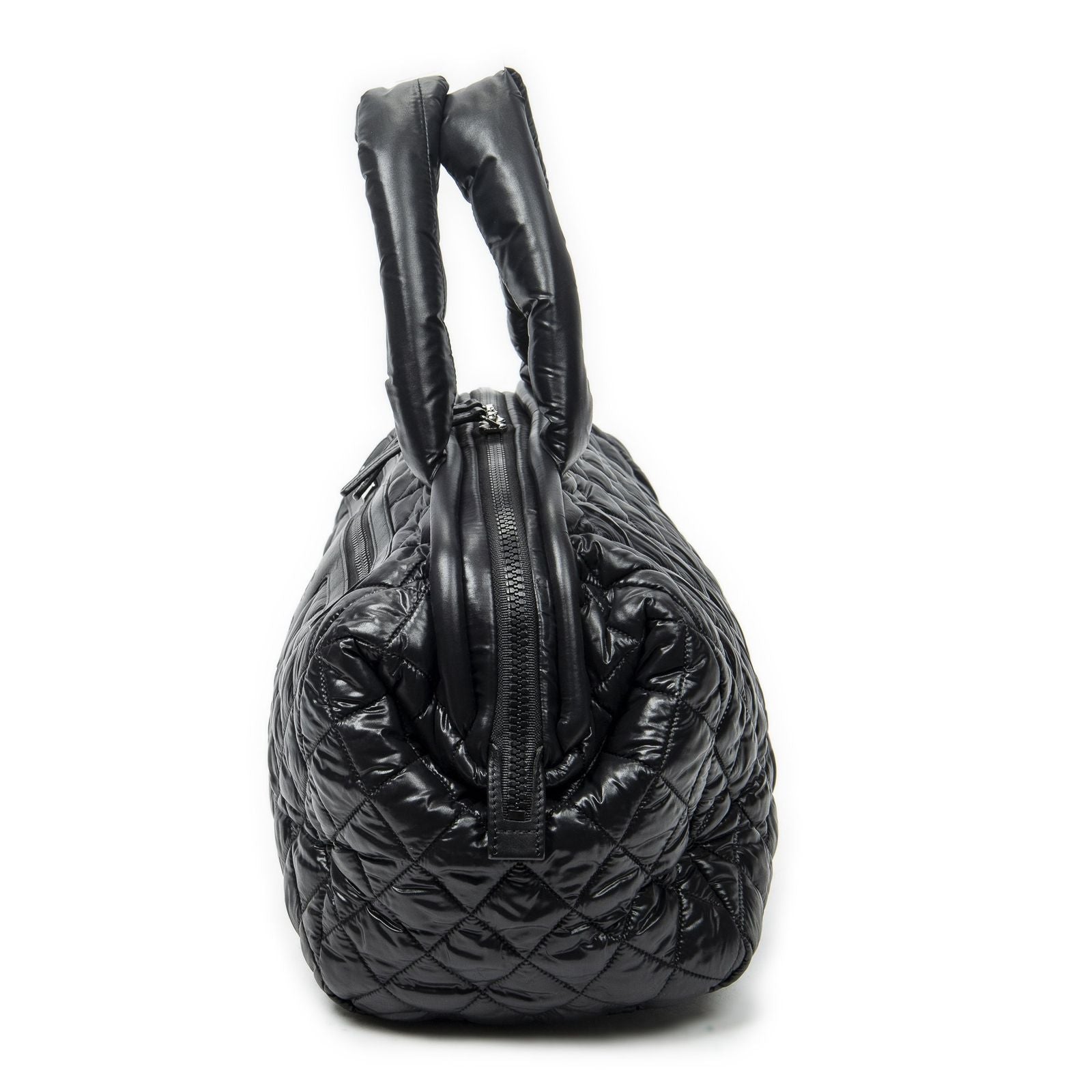 Chanel Coco Cocoon Bowla Black Quilted Nylon Canvas Messenger — view 3