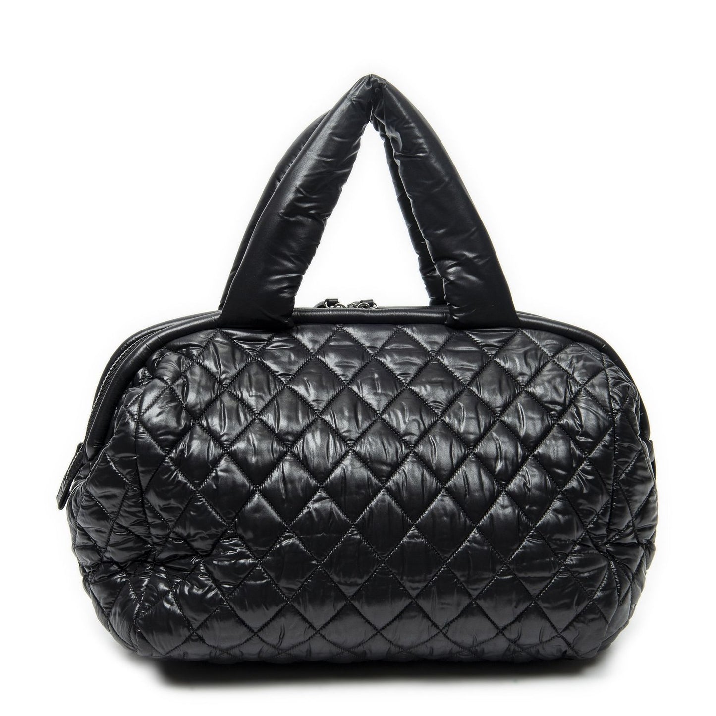 Chanel Coco Cocoon Bowla Black Quilted Nylon Canvas Messenger — view 5