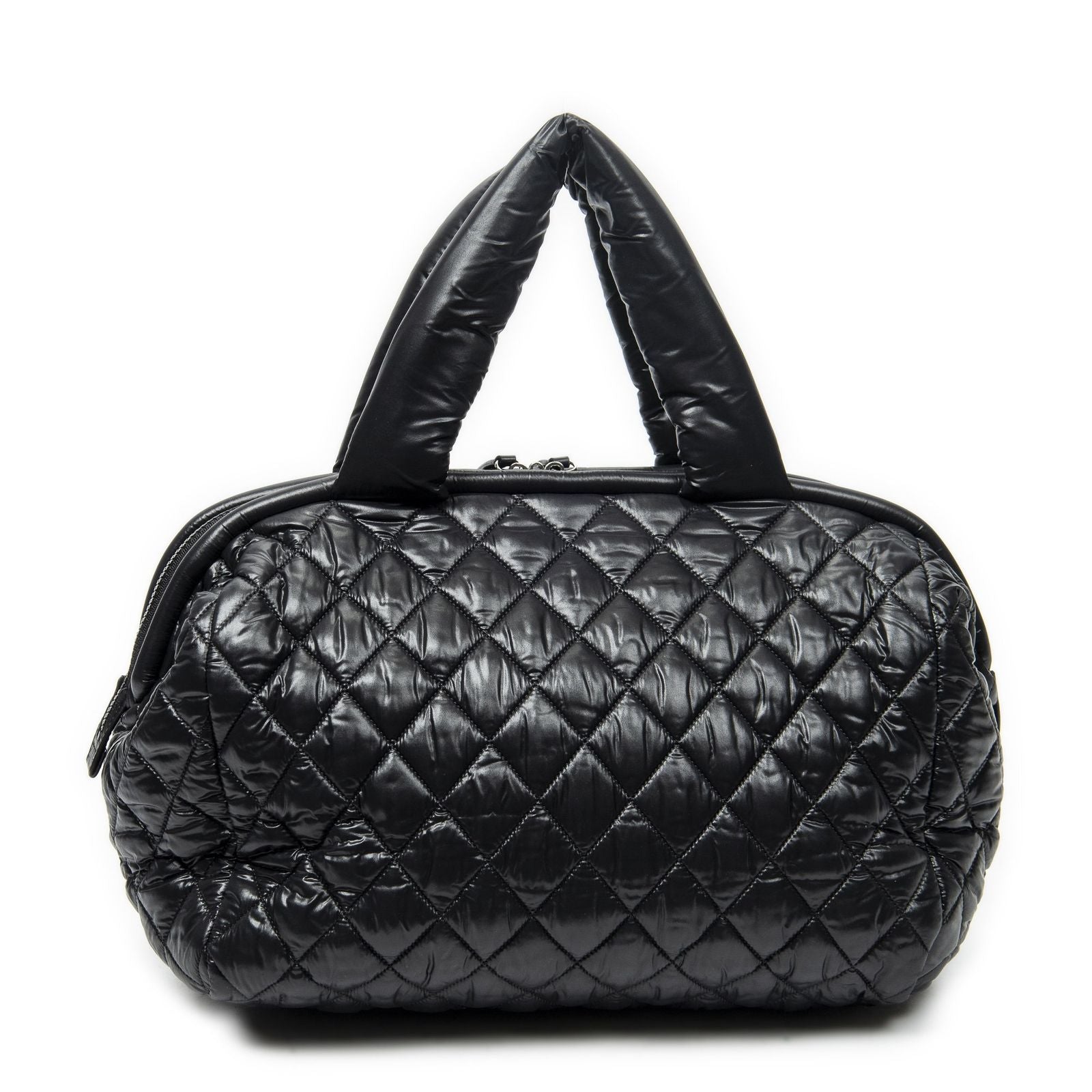 Chanel Coco Cocoon Bowla Black Quilted Nylon Canvas Messenger — view 5