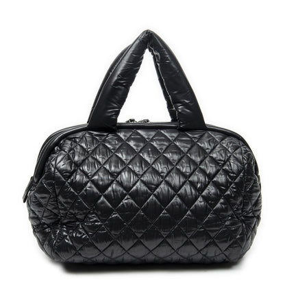 Chanel Coco Cocoon Bowla Black Quilted Nylon Canvas Messenger — view 5