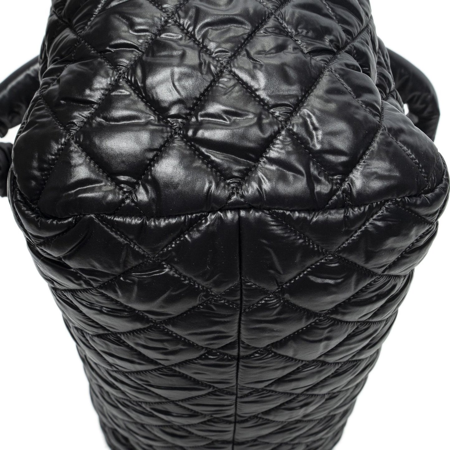 Chanel Coco Cocoon Bowla Black Quilted Nylon Canvas Messenger — view 8