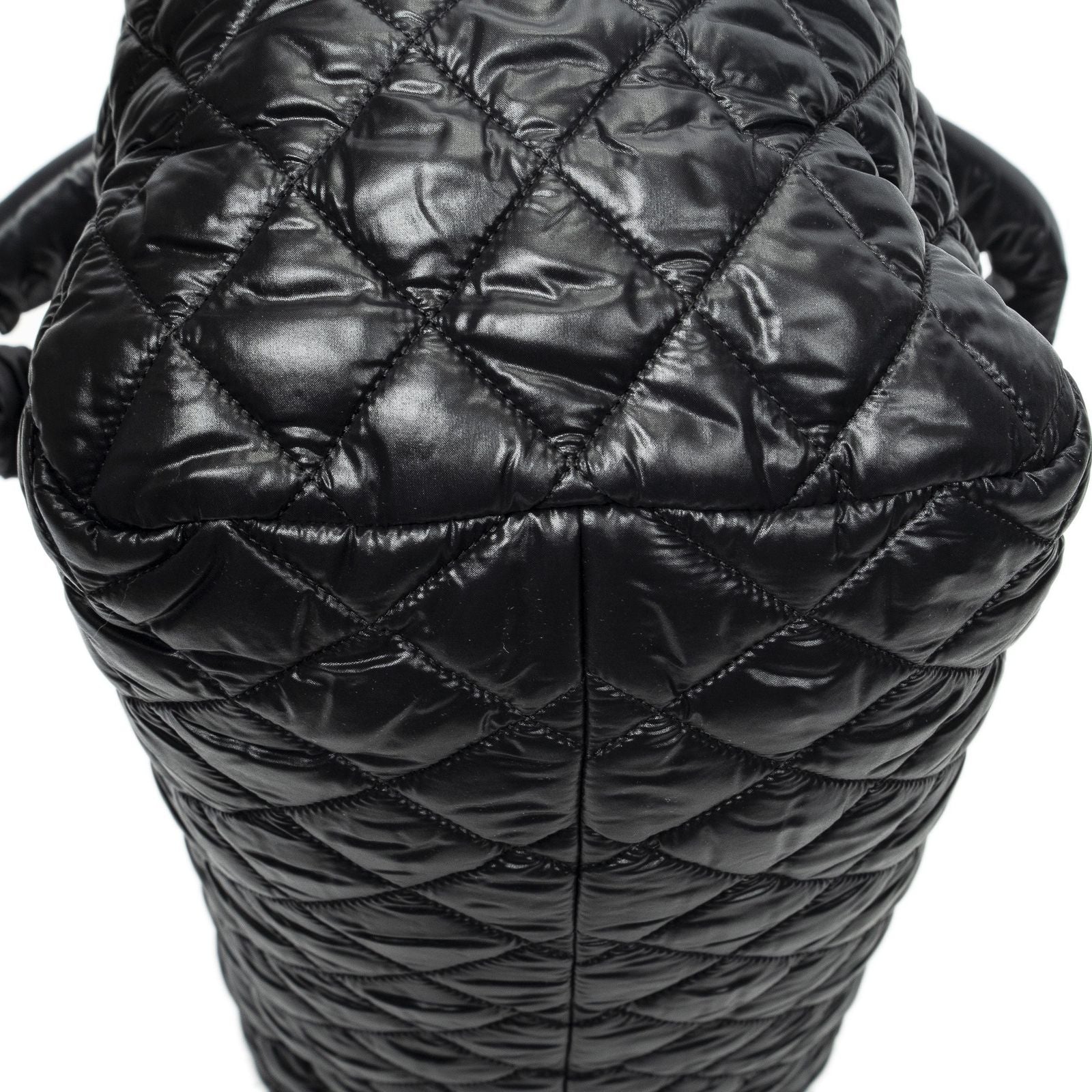 Chanel Coco Cocoon Bowla Black Quilted Nylon Canvas Messenger — view 8