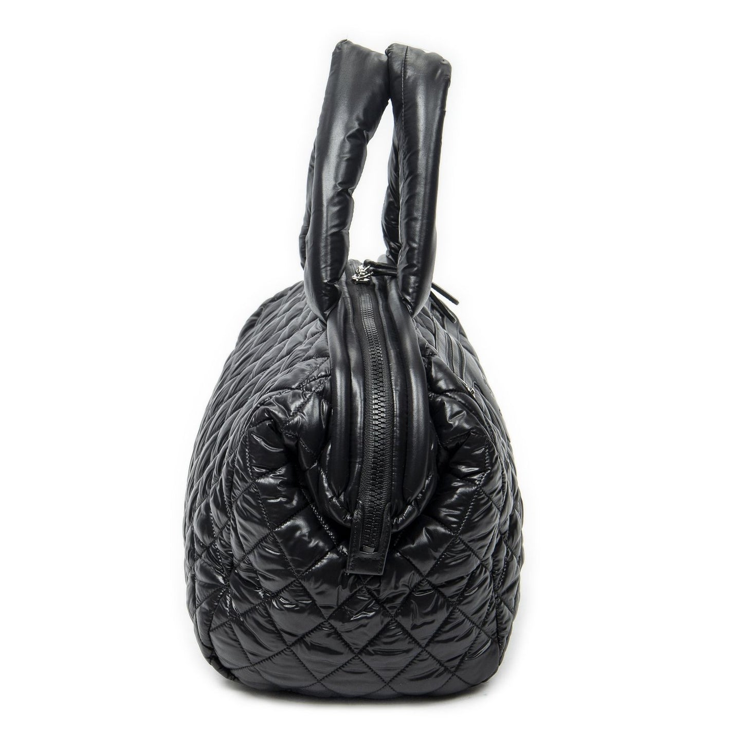 Chanel Coco Cocoon Bowla Black Quilted Nylon Canvas Messenger — view 4