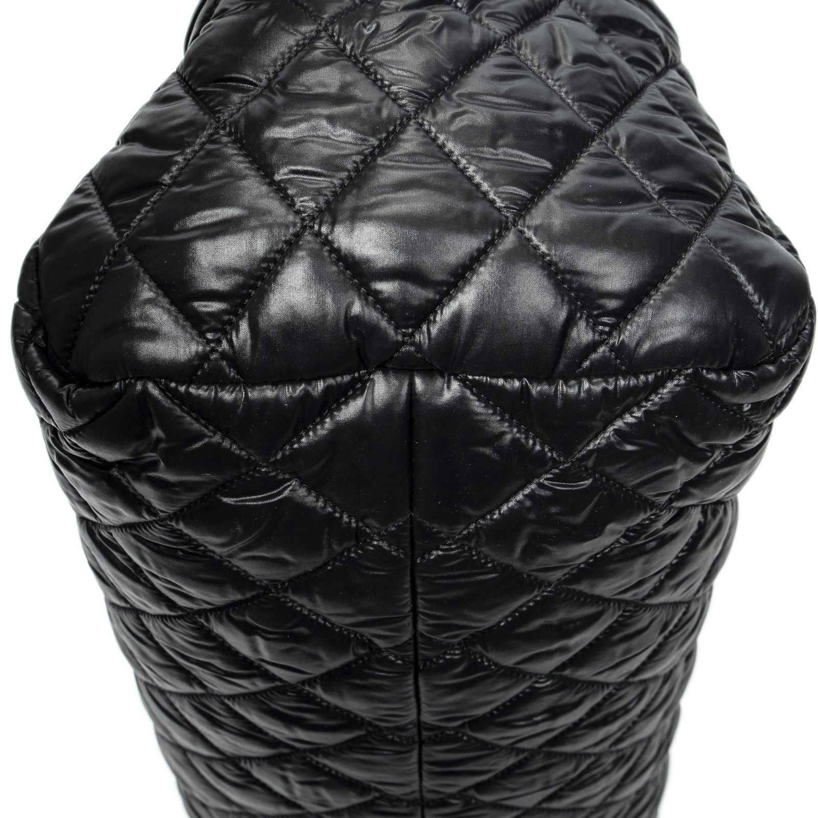 Chanel Coco Cocoon Bowla Black Quilted Nylon Canvas Messenger — view 7