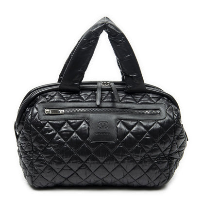 Chanel Coco Cocoon Bowla Black Quilted Nylon Canvas Messenger