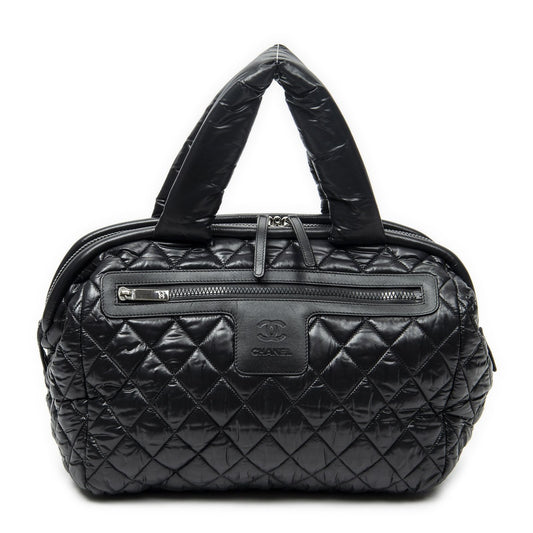 Chanel Coco Cocoon Bowla Black Quilted Nylon Canvas Messenger