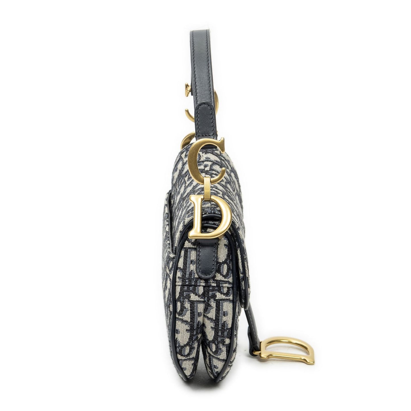 Dior New Saddle Bag Navy Beige Oblique Peacock Canvas — view 4