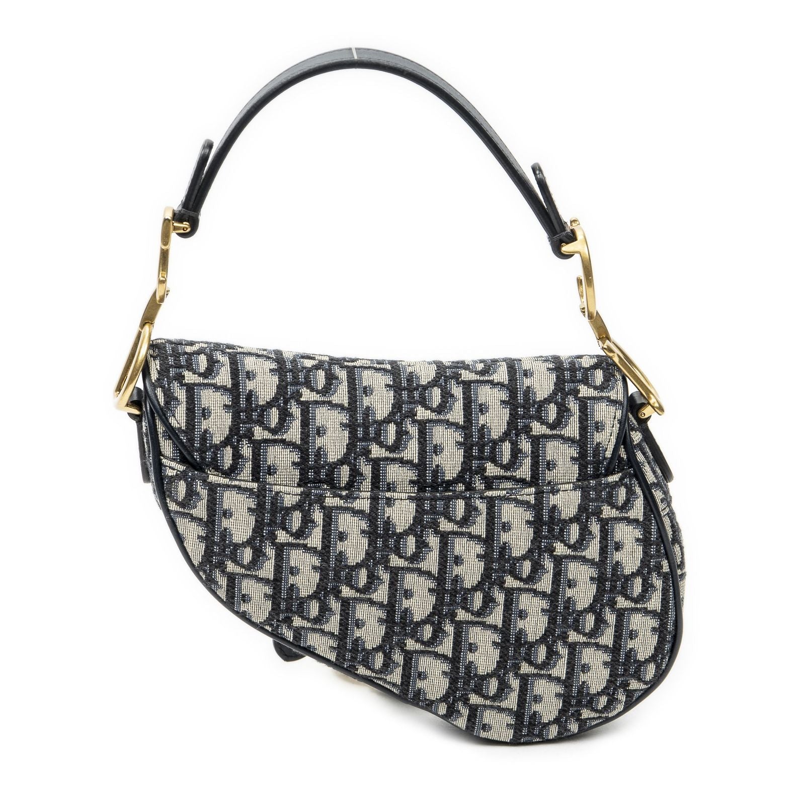 Dior New Saddle Bag Navy Beige Oblique Peacock Canvas — view 5