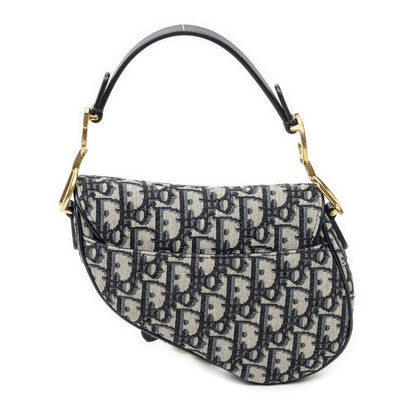 Dior New Saddle Bag Navy Beige Oblique Peacock Canvas — view 5