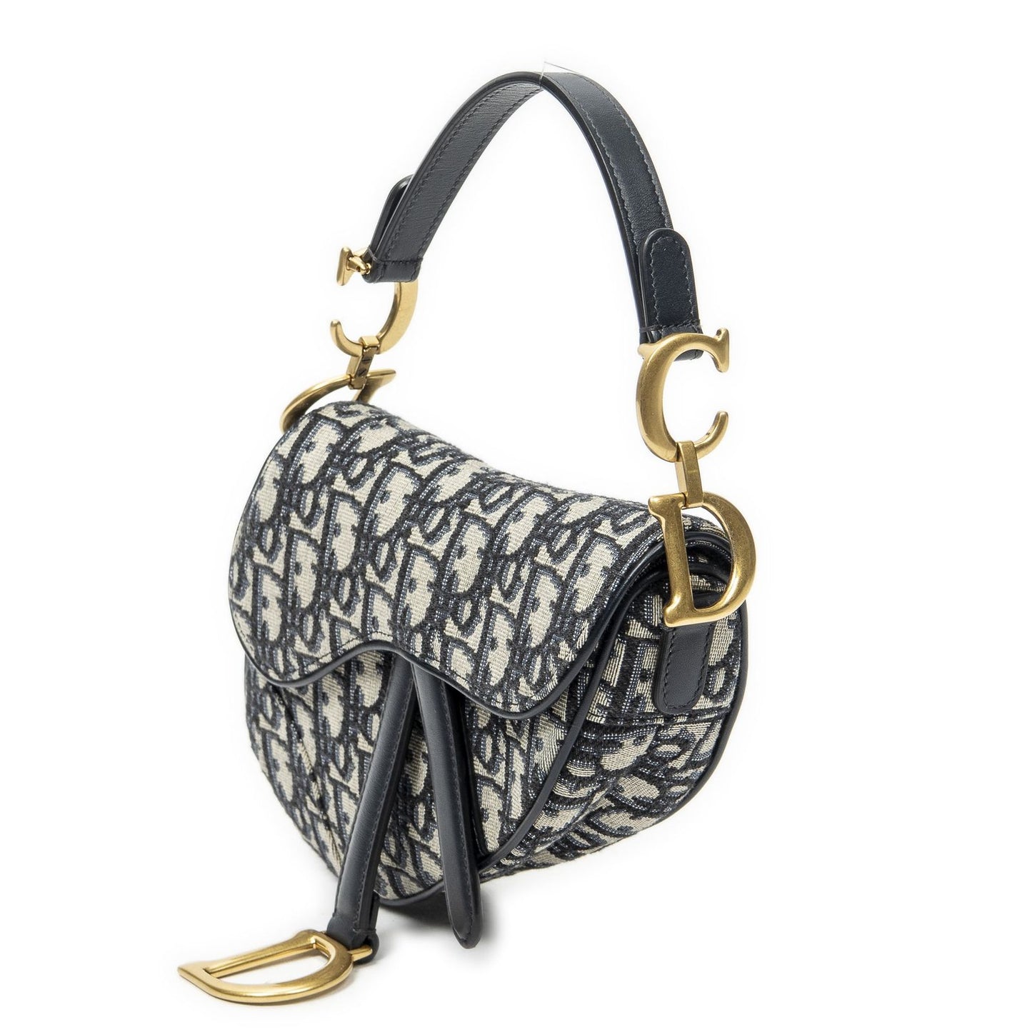 Dior New Saddle Bag Navy Beige Oblique Peacock Canvas — view 2