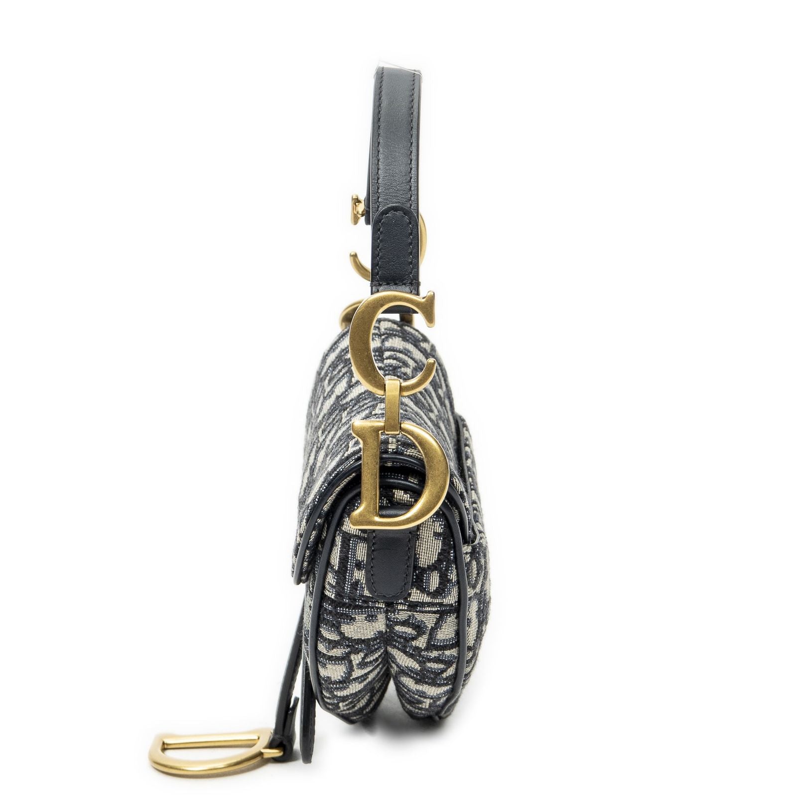 Dior New Saddle Bag Navy Beige Oblique Peacock Canvas — view 3