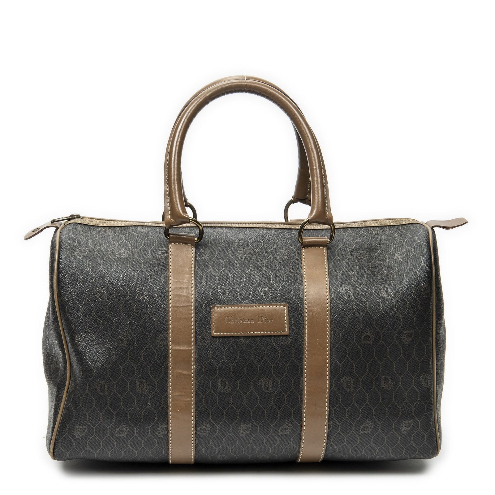 Dior Midi Amboston Gray Brown Macadam Canvas Shoulder