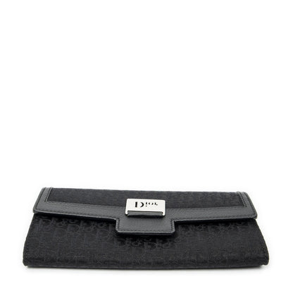 Dior Continental Wallet Black Trotter Pattern Canvas — view 3