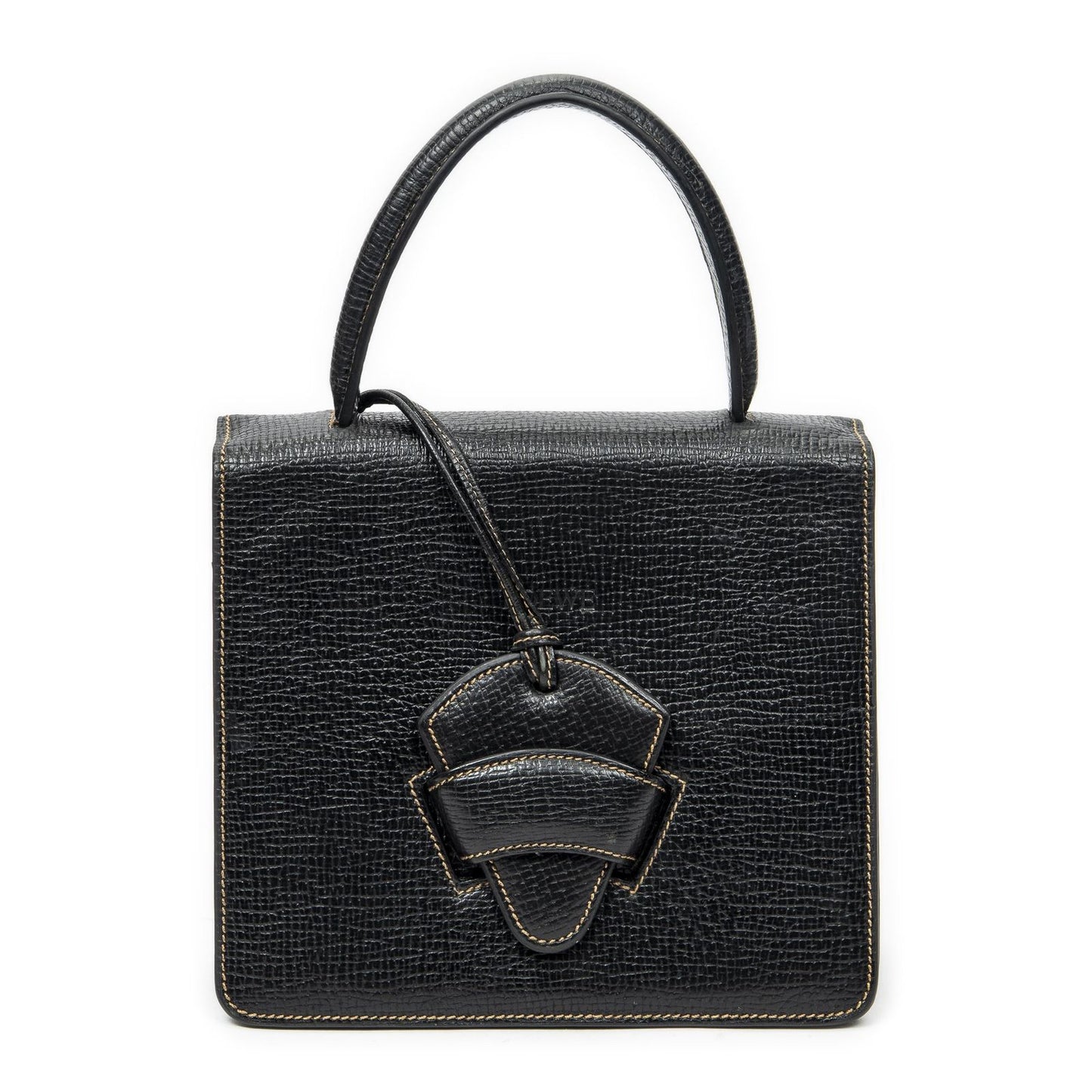 Loewe Vintage Square Flap Black Gray Calfskin Leather