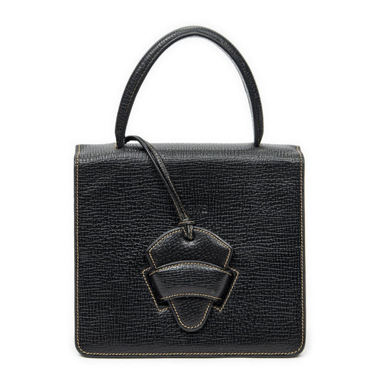 Loewe Vintage Square Flap Black Gray Calfskin Leather