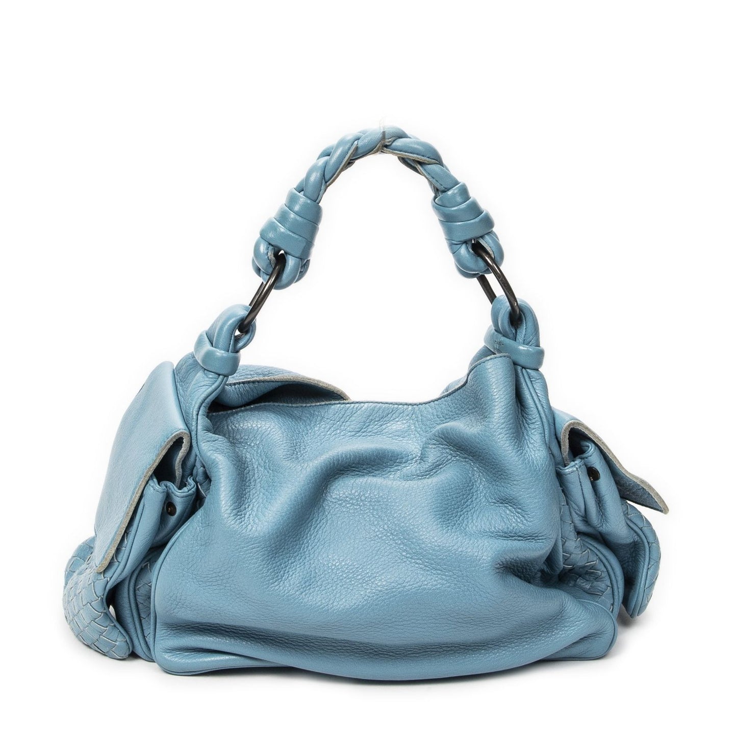 Bottega Veneta Hobo Blue Trim Intrecciato Leather — view 5