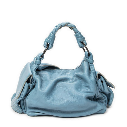 Bottega Veneta Hobo Blue Trim Intrecciato Leather — view 5
