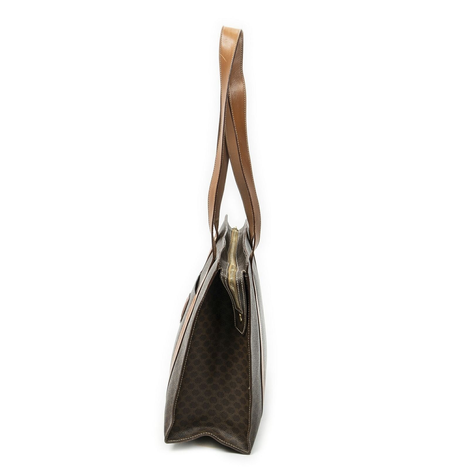 Celine Zip Shopping Tote Brown Macadam Canvas — view 3