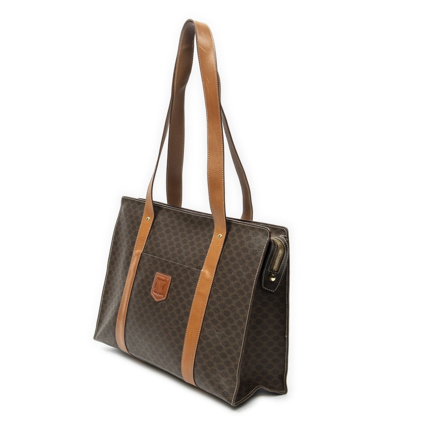 Celine Zip Shopping Tote Brown Macadam Canvas — view 2