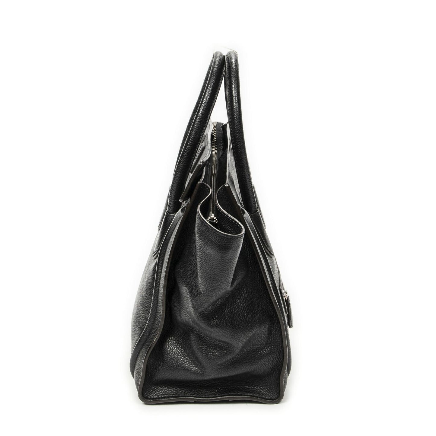 Celine Luggage Bag Black Gray Calfskin Leather — view 4