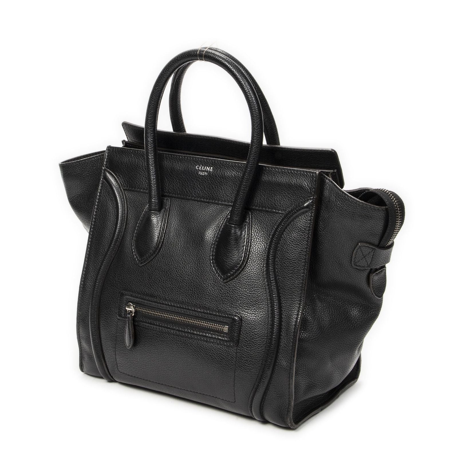 Celine Luggage Bag Black Gray Calfskin Leather — view 2