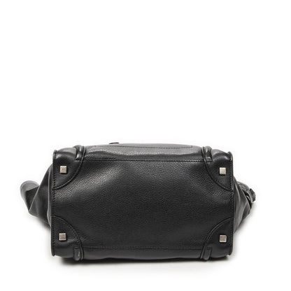 Celine Luggage Bag Black Gray Calfskin Leather — view 6