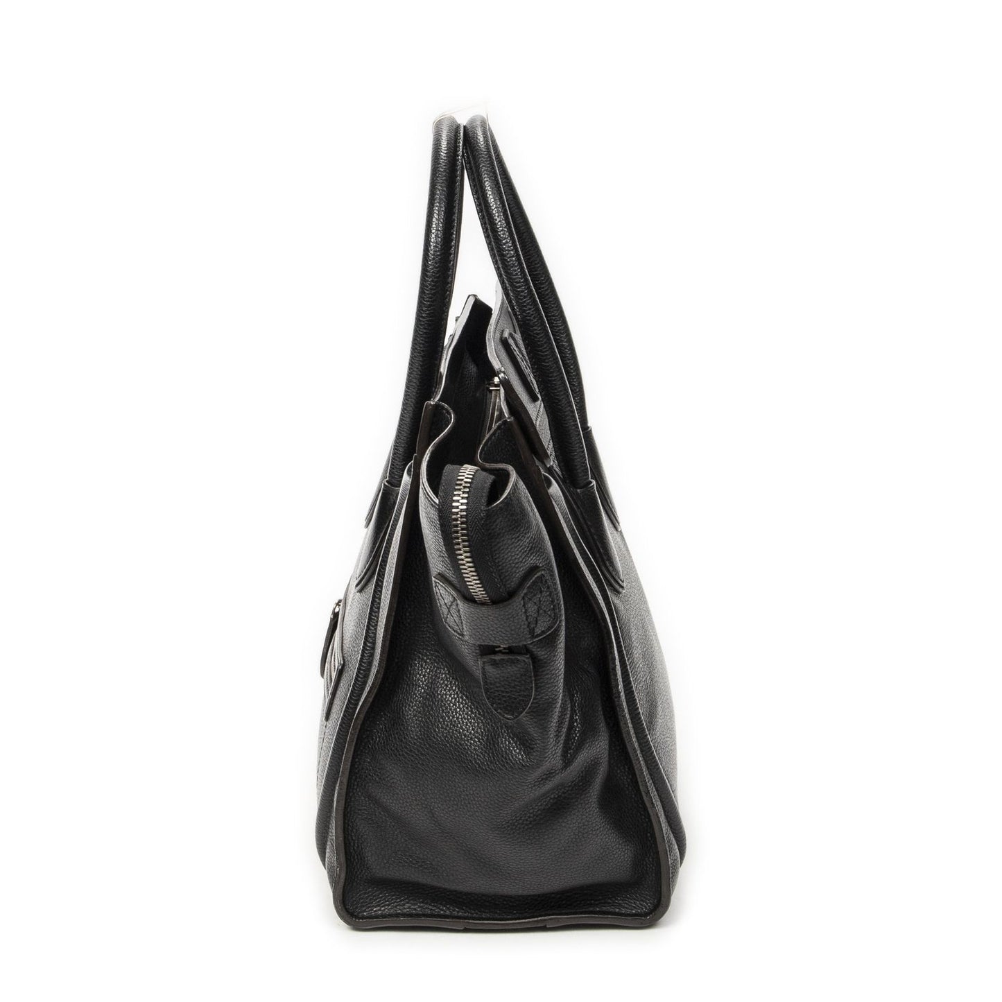 Celine Luggage Bag Black Gray Calfskin Leather — view 3