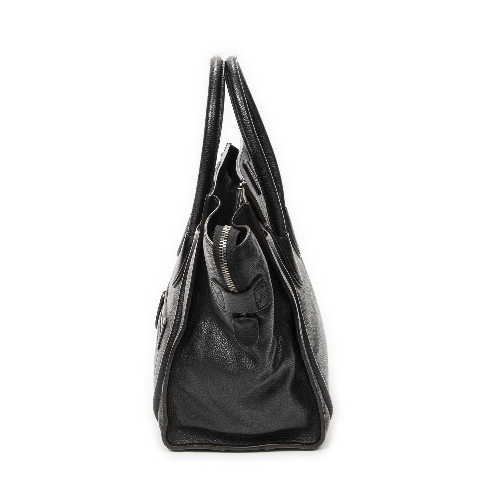 Celine Luggage Bag Black Gray Calfskin Leather — view 3