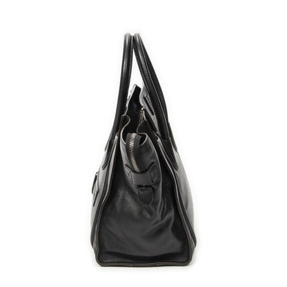 Celine Luggage Bag Black Gray Calfskin Leather — view 3