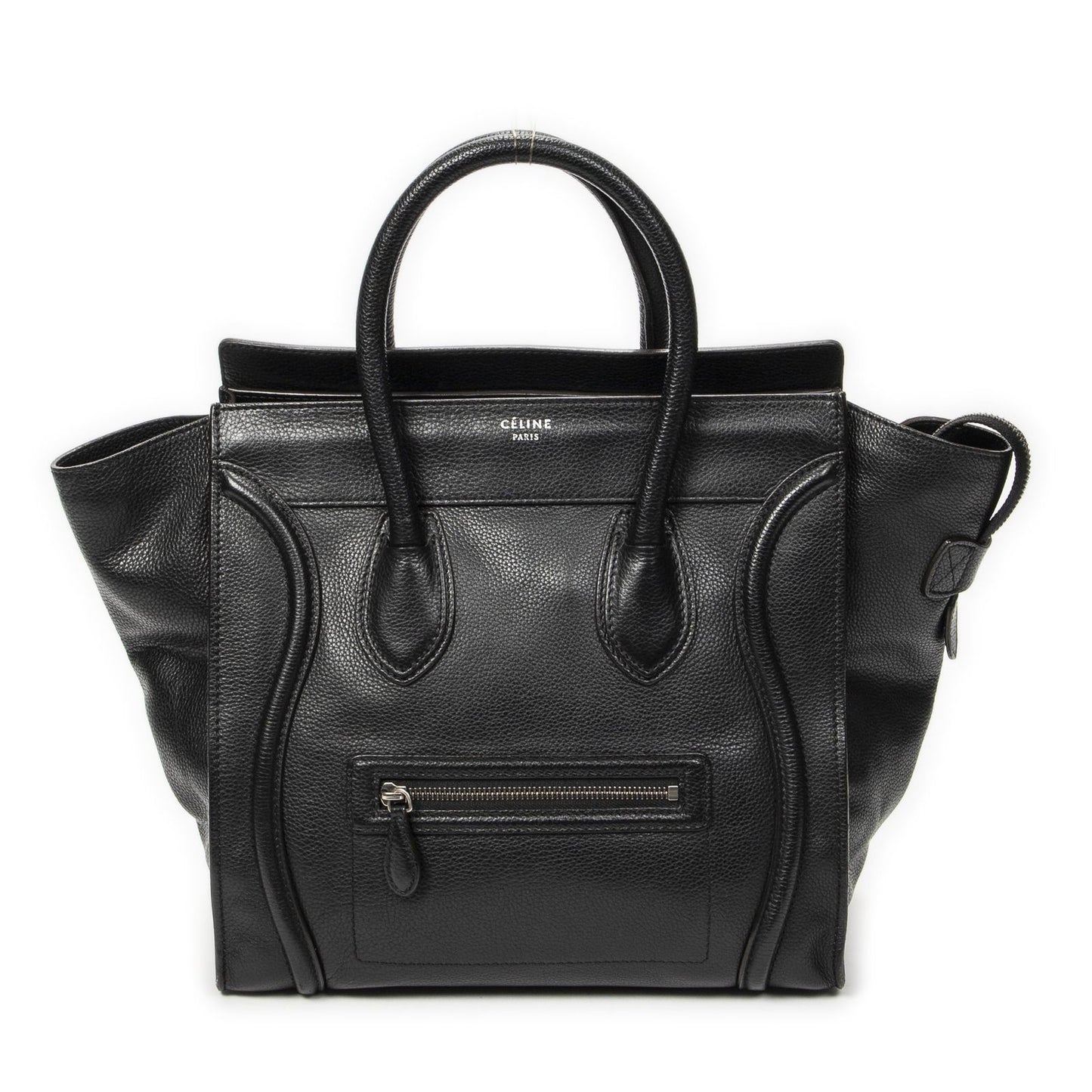 Celine Luggage Bag Black Gray Calfskin Leather