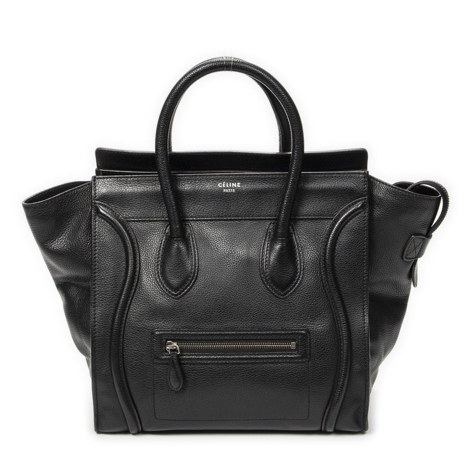 Celine Luggage Bag Black Gray Calfskin Leather
