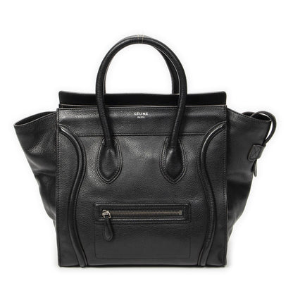 Celine Luggage Bag Black Gray Calfskin Leather